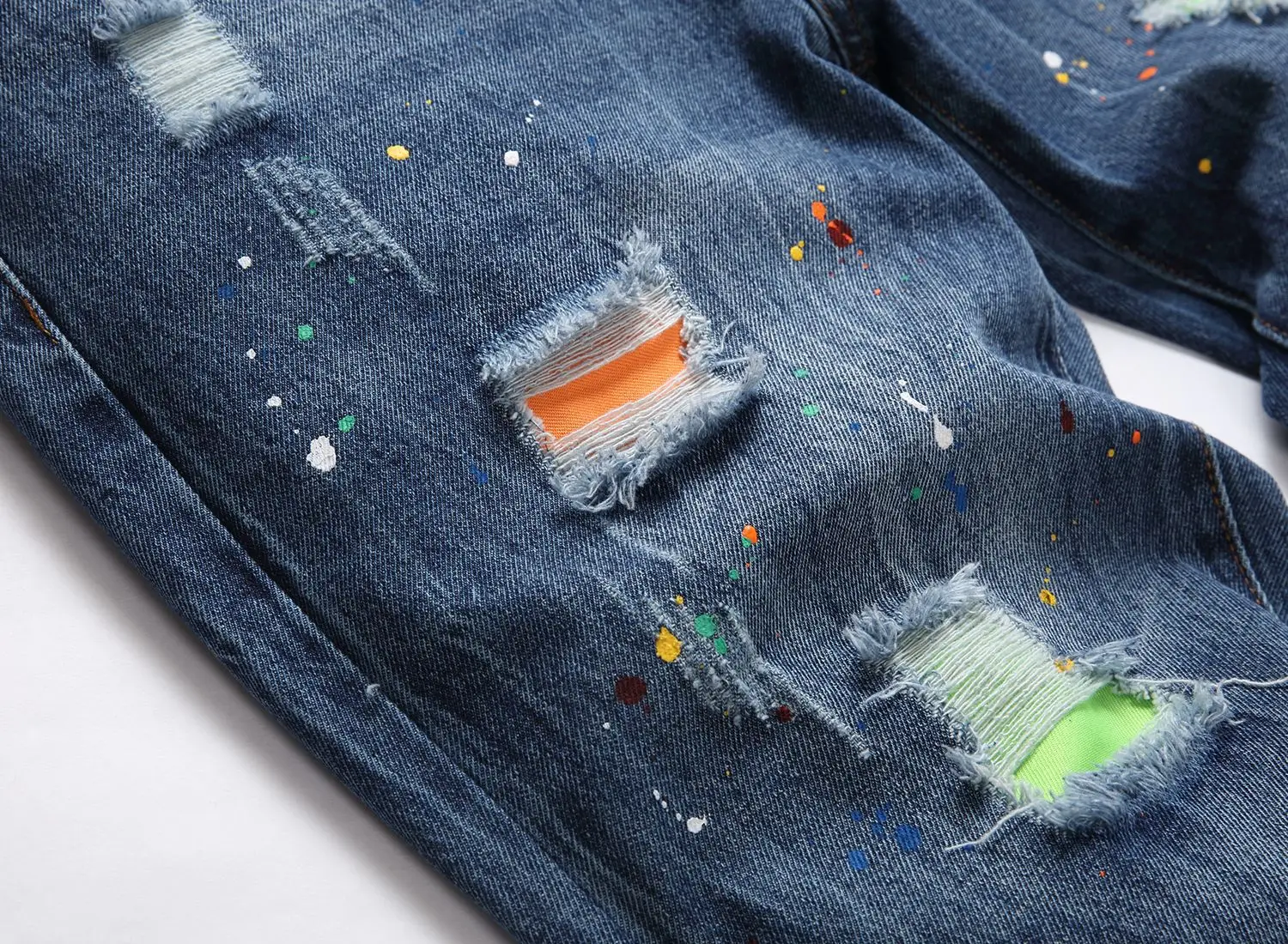 Новинка 2024 брюки мужские рваные джинсы с перекрестными краями модные брендовые