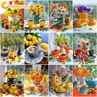 chenistory painting by numbers flower oil picture on canvas kits acrylic paint landscape diy crafts coloring by number home deco