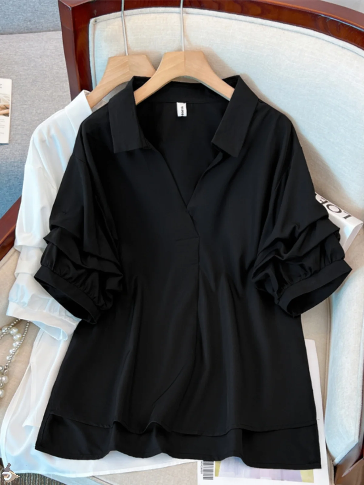 Женская одежда больших размеров шифоновая рубашка для похудения с французским