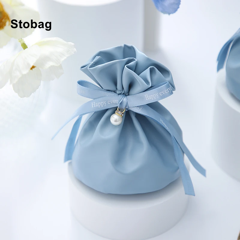 

StoBag Leather 5Colors Drawstring Packaging Bags Jewelry Gift Candy Present Storage Favors Party Wedding Birthday Pouch Reusable