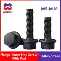 10 9 grade flange outer hex screw with pad with toothed anti slip screw exnal hexagon bolt m5 m6 m8 m10 m12 m14 m16 alloy steel