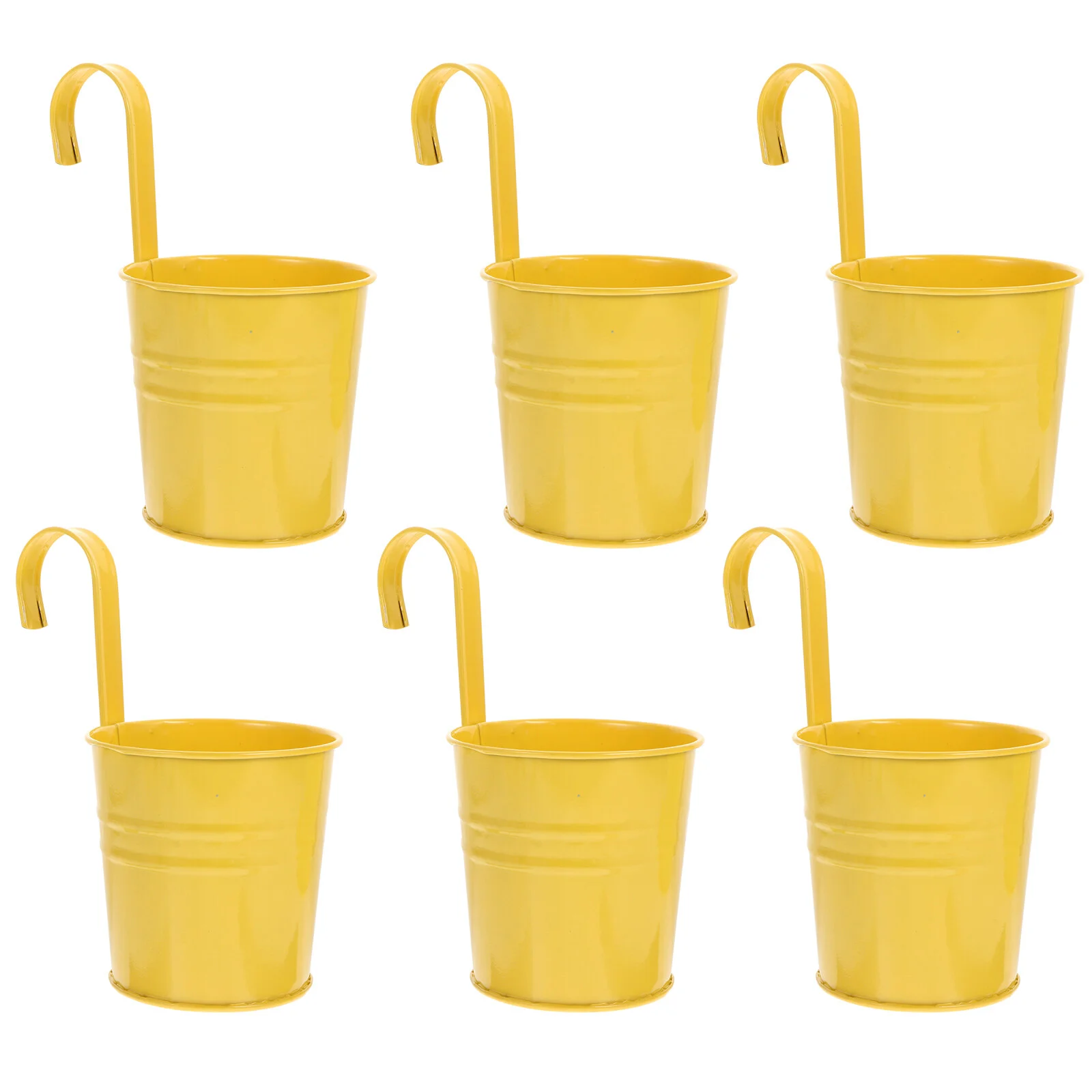 

6 PCS Hanging Tin Flower Bucket Pot Small Pots Indoor Wall Planter Outdoor Rail