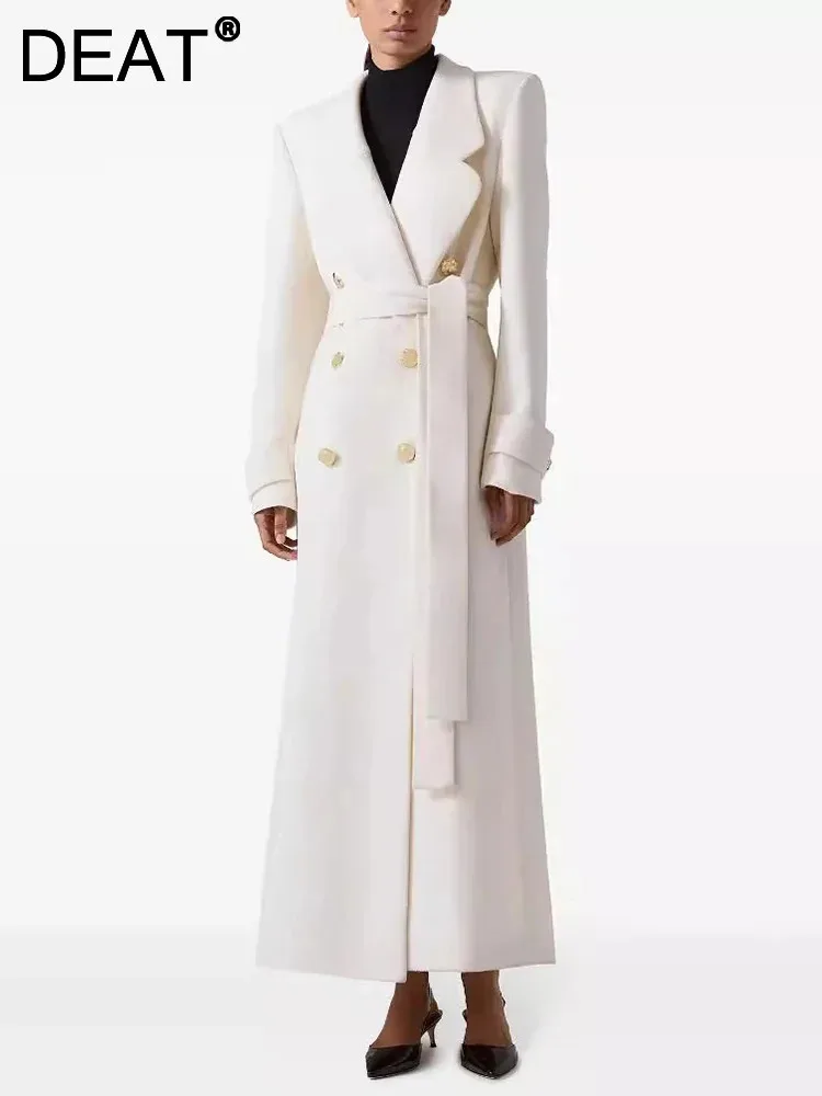 DEAT элегантное шерстяное пальто с зубчатым воротником тонкое длинными рукавами и