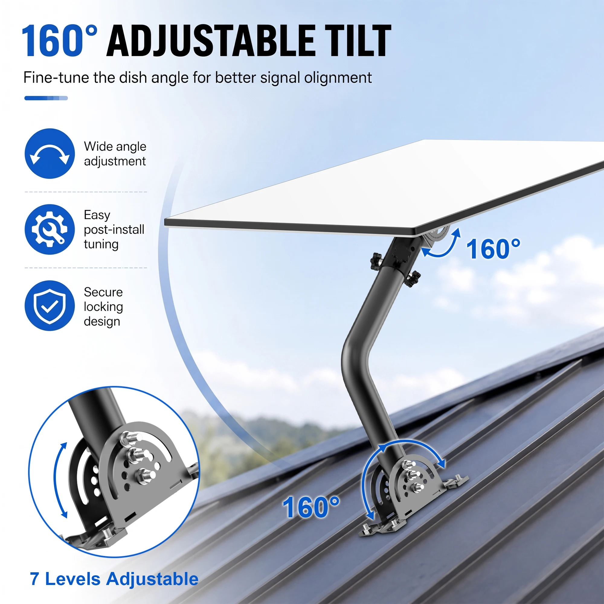 Фото Кронштейн для крепления Starlink Standard 4X, 160 °   Кронштейн для установки на стойку/стену, усиленный, с адаптером для столбов и труб, для антенн Gen 3, Enterprise Dish №5