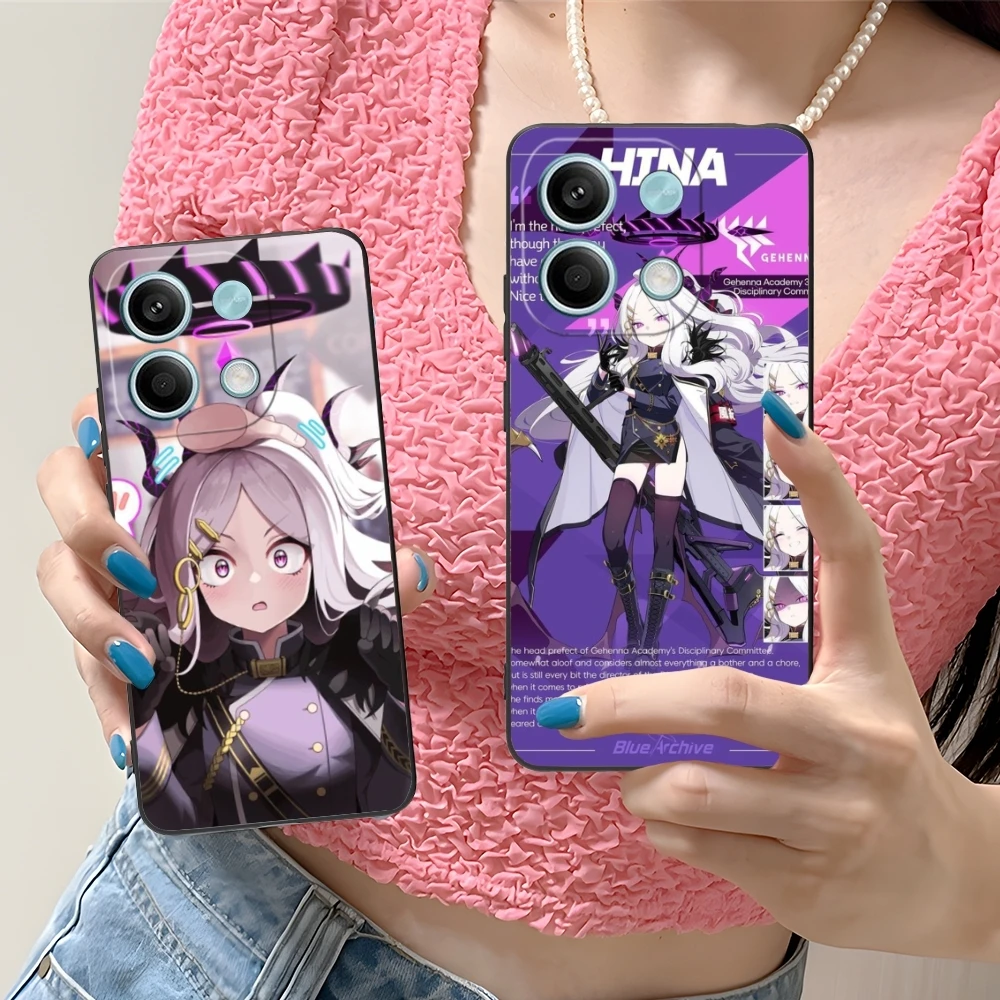 Синий архив чехол для мобильного телефона Hina Xiaomi Redmi 13 13C 12 12C 10 10C A1 A2 A3 Plus 5G черный