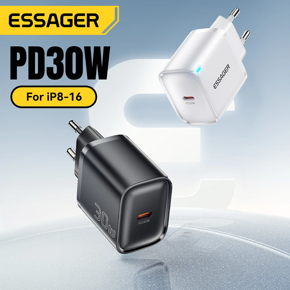 Фото Essager USB C Зарядное устройство для телефона 30 Вт Type-C Быстрое зарядное устройство QC3.0 для iPhone 16 15 14 13 12 Samsung Huawei Xiaomi Mini Travel Charger №2