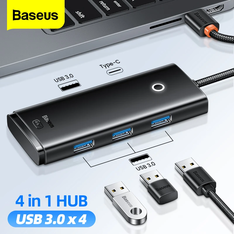 

Baseus USB C Hub 4 in 1 USB Type C to USB 3.0 Hub Splitter Adapter for MacBook Pro Air Samsung Galaxy Concentrator Multi USB Hub