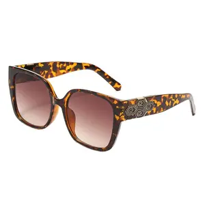 New Large Frame Sunglasses European And American Fashion Leopard Print Glasses Women Gradient Square in Pakistan