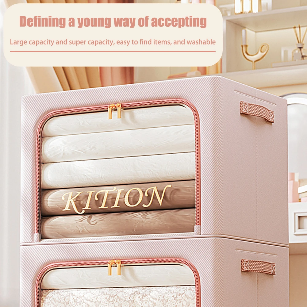 

Large Capacity Foldabe Storage Box Bin Clothes Quilt Storage Bag With Clear Window Dust-Proof Sorting Pouche Storage Organizer