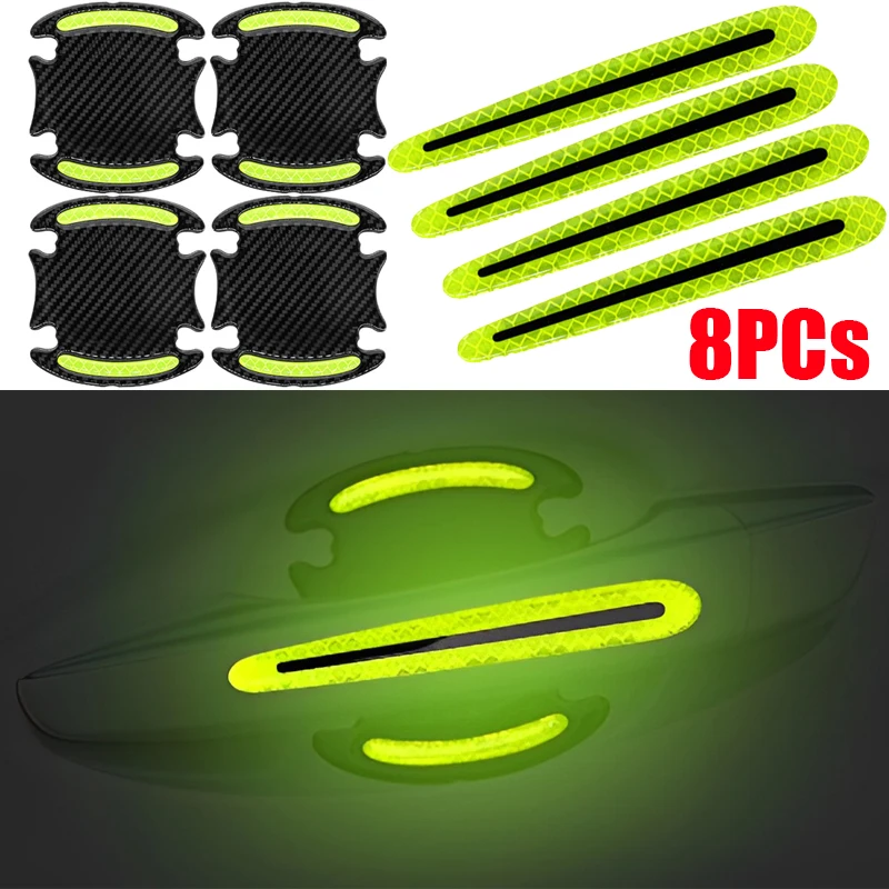 

Car Door Handle Bowl Carbon Scratch Protective Reflective Stickers Universal Cars Sticker Car Handle Anti-collision Strip