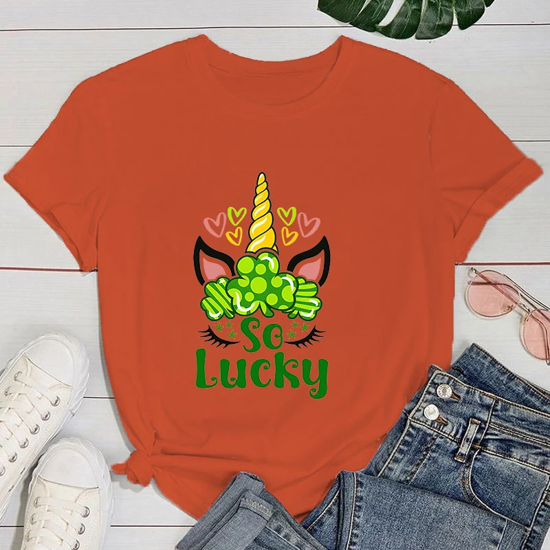 (Футболка премиум-класса) забавная Футболка с принтом единорога на удачу для