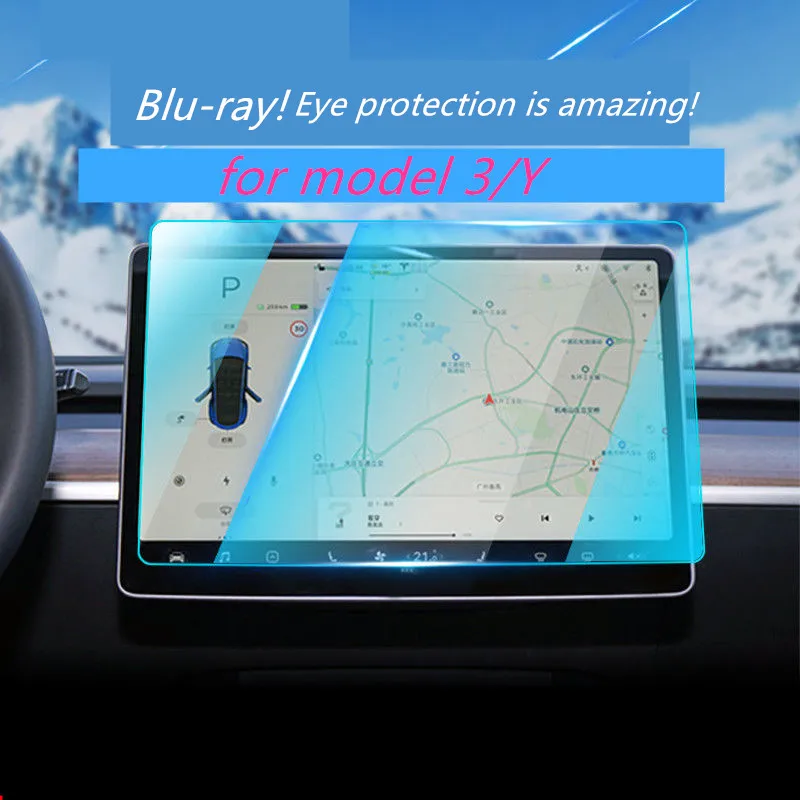 

21 Tesla Model3 Y navigation tempered film central control LCD display screen protection film modified decoration