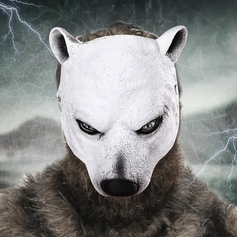 

Half Face Bear Cosplay Mask for Kids Adults Polar Bear Costume PU Foam Anime Face Cosplay Carnival Masquerade Bar Costume Props