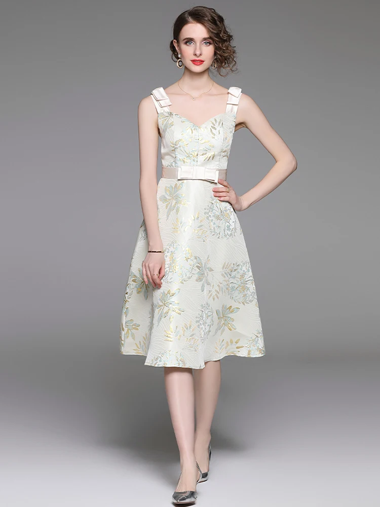 

Женское жаккардовое платье без рукавов, зеленое винтажное облегающее платье с завышенной талией, модель T6865