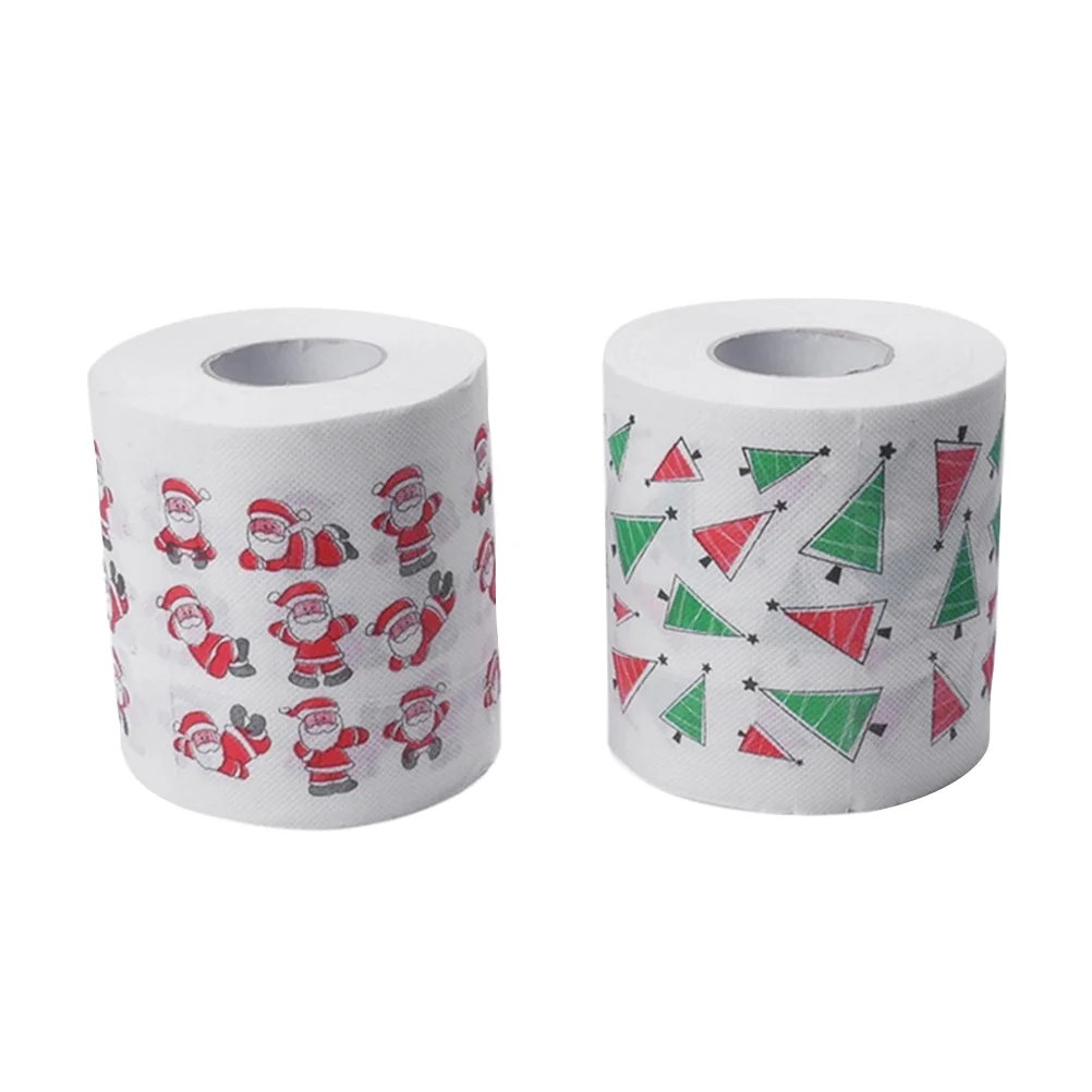 

2 Roll Christmas Roll Paper Portable Useful Creative Christmas Tissue Roll for Home Party Restaurant