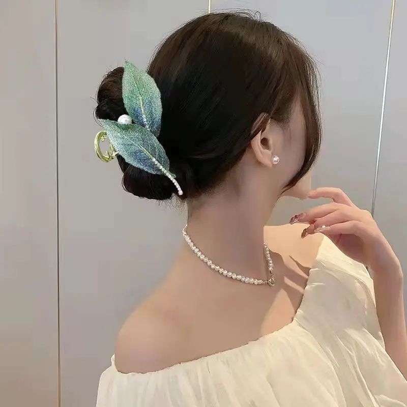 Новинка китайский стиль роскошная вышитая заколка с листьями и акулами