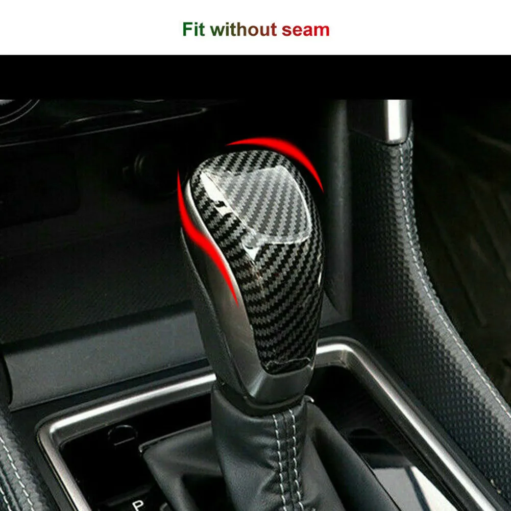 Car Gear Shift Lever Knob Cover Carbon Fiber ABS Gear Shift Knob Decoration Accessories For Forester Legacy Impreza XV