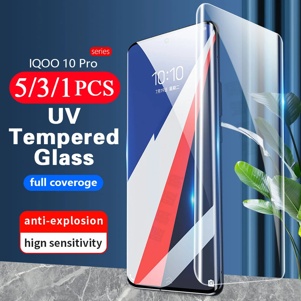 

5/3/1Pcs For vivo iQOO 11 10 9 8 5 Pro UV Tempered glass cover x50 pro plus phone screen protector smartphone 9D protective Film