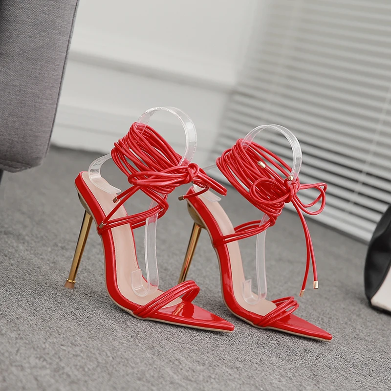 

2021 Fashion Rhinestones Gladiator Silver High Heels Ankle Strap Strappy Sandals Women Sexy Stiletto Party Bridal Shoes