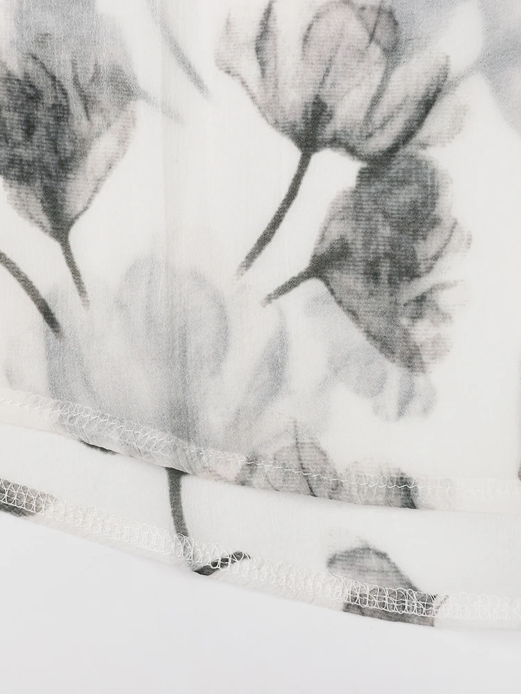 [modx] Оранжевая тонкая блузка большого размера с принтом женская новая рубашка