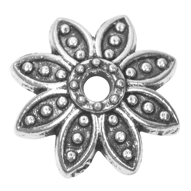 

100pcs/Lot Silver Color Flower Big Hole Beads Charms Alloy Pendant For Necklace Earrings Bracelet Jewelry Diy Accessories
