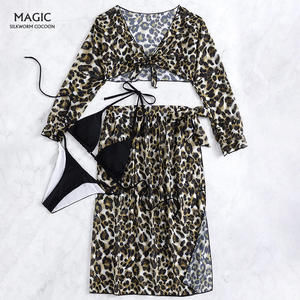 

Бразильский купальный костюм с трусиками-танга, бикини с леопардовым принтом, купальник пуш-ап, сексуальный женский комплект бикини, привле...