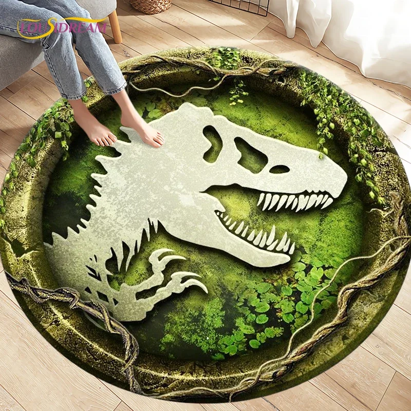 

Круглый ковёр с принтом динозавров Jurassic Park из флиса