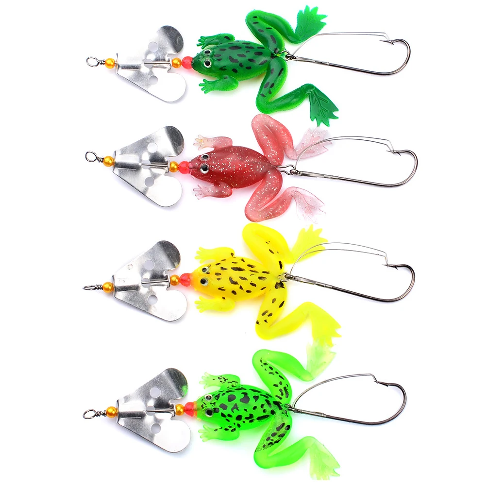 

1PCS 9cm/6g Soft Fishing Lures Artificial Frog 4 Colors Frog Lure with Hook Soft Bait Fishing Bait Saltwater Freshwater Tackle