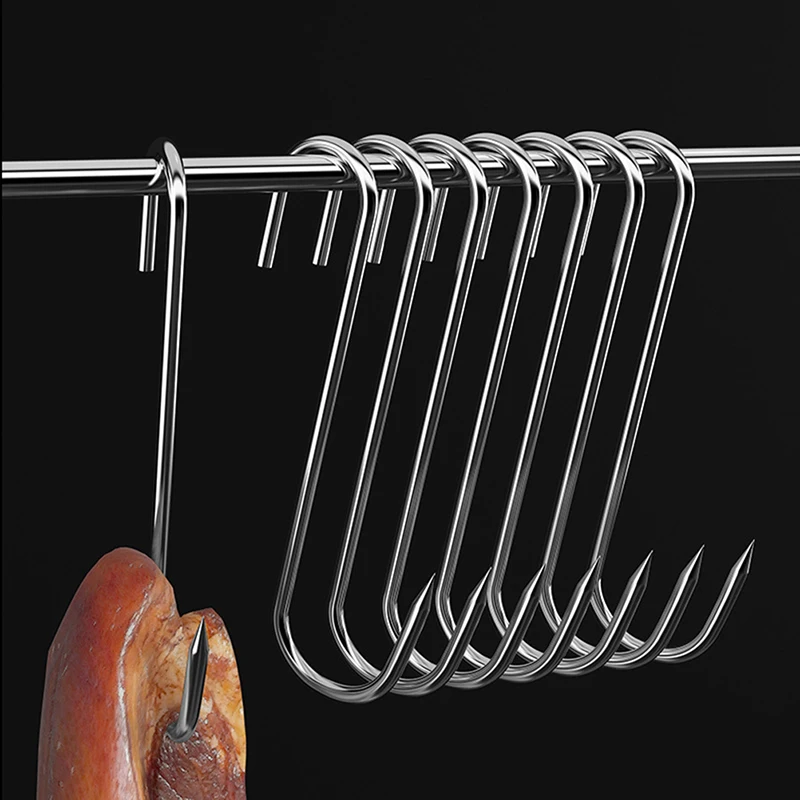 

Sharp Stainless Butcher Grill Tip 10pcs Sausage Duck Hook Cold For Meat Smoking And Hooks Hanging Hooks Tool Hot Steel With