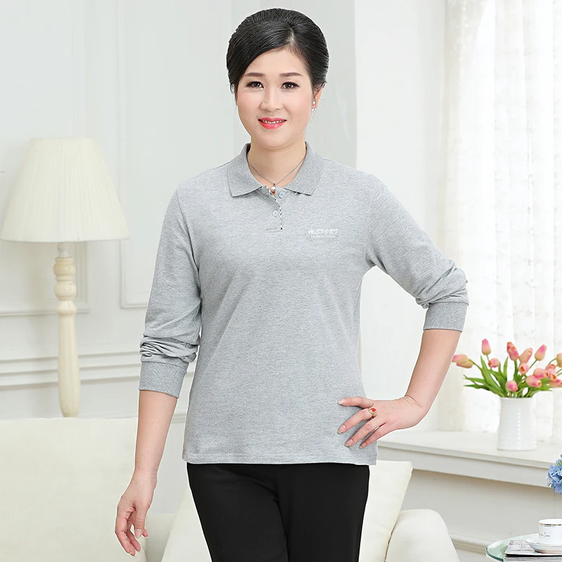 

2022 поло женская, из хлопка, бежевая, серая, красная, с длинным рукавом, A1258