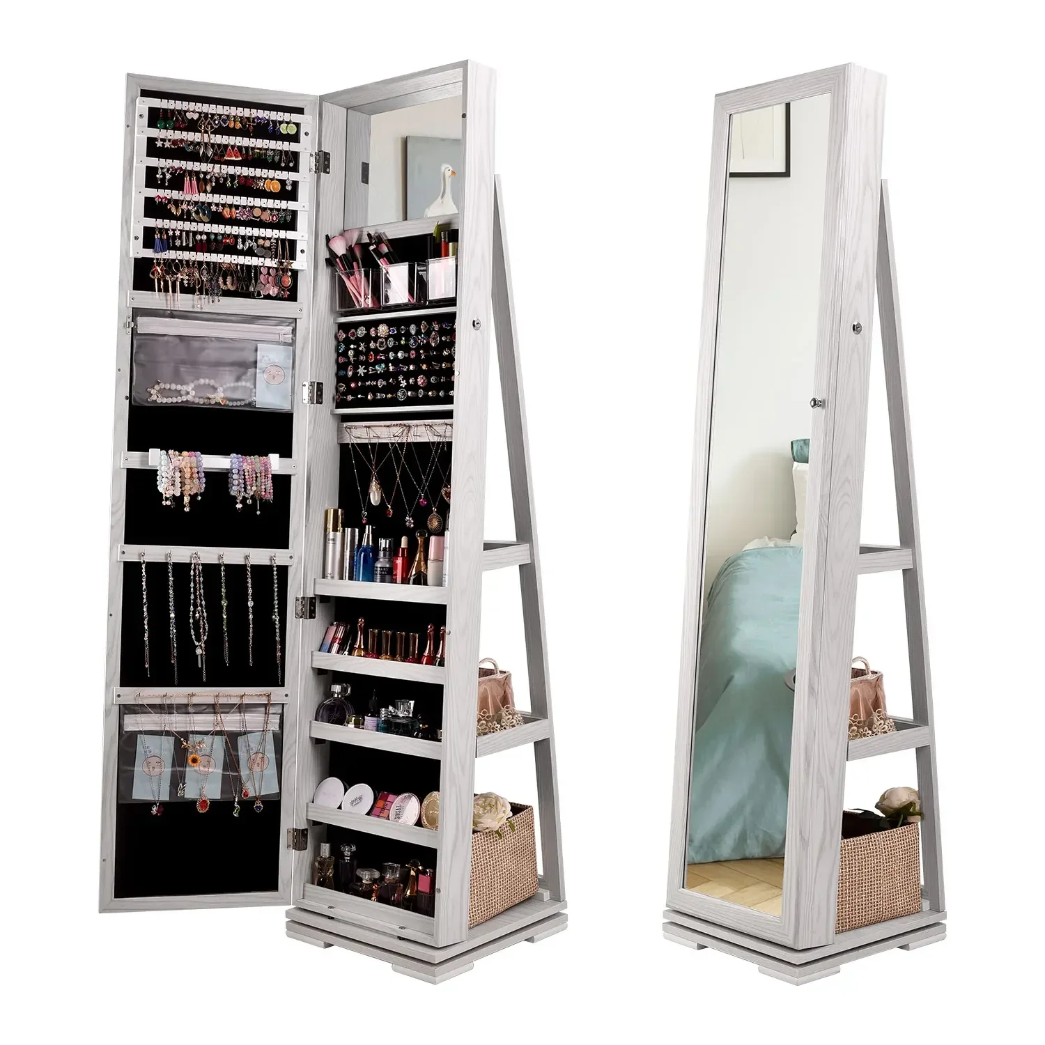 KingYee Мебель для гостиной Зеркало в полный рост Шкаф хранения ювелирных изделий
