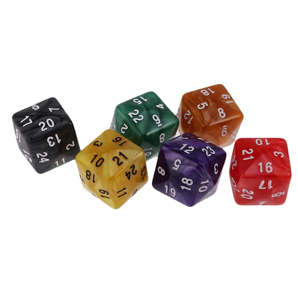 MagiDeal 6 шт. 24/30-сторонние игральные кости D24 D30 кубики для D&ampD TRPG семейные вечерние