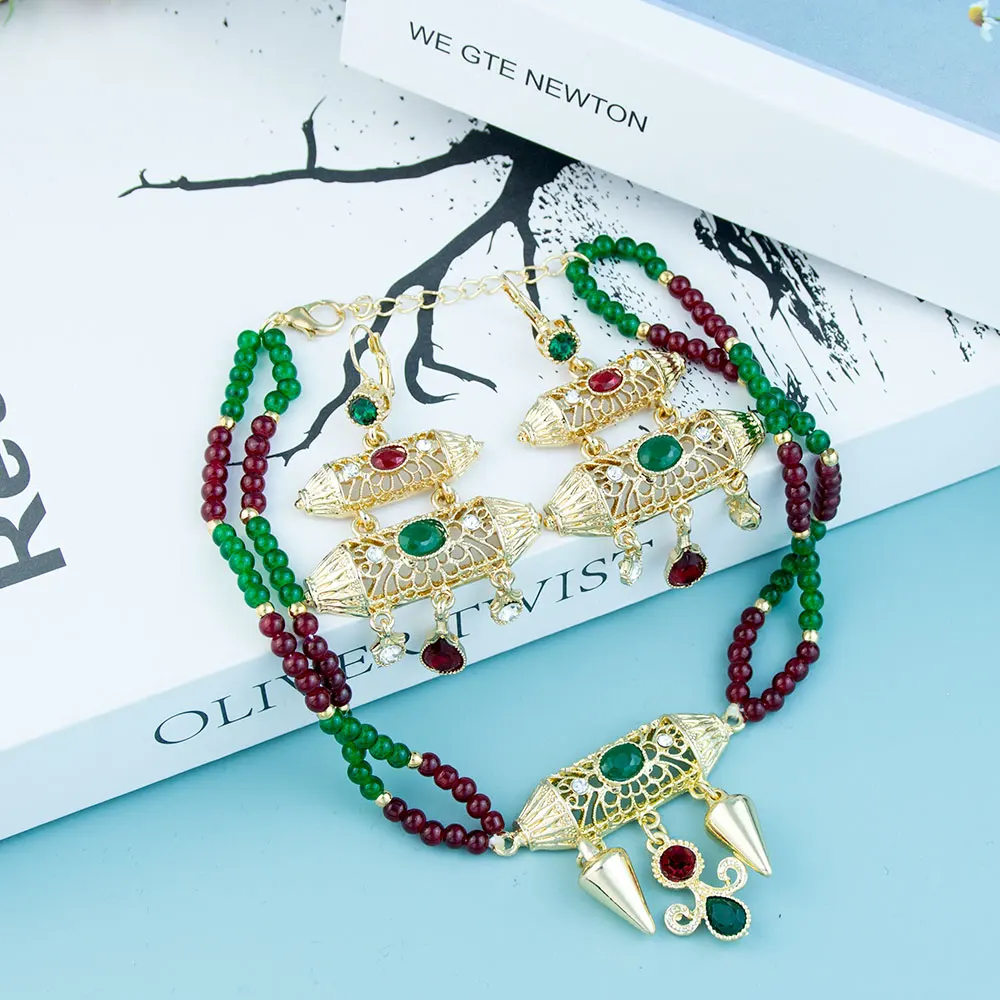 Neovisson марокканский Блестящий чокер ручной работы с длинным крючком серьги-капли