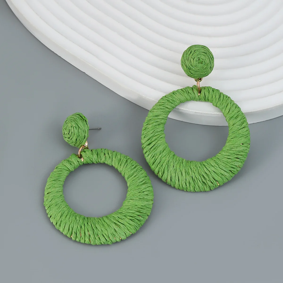 Bohemian Hand-weave Round Raffia Earrings for Women Exaggerate Big Dangle Earrings 2023 Trend Summer Jewelry Pendientes mujer