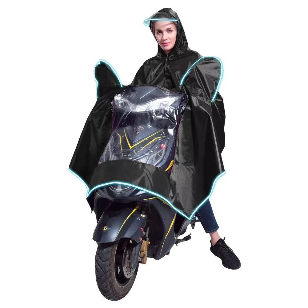Safe Riding Universal Rain Cape Poncho Waterpoof Wide Hat Brim With Reflective Strip PVC Motorcycle Accessories enlarge
