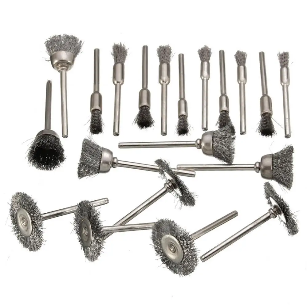 

20pcs Stainless Steel Wheel Brush for Rotating Grinder Fittings Tool with Handle