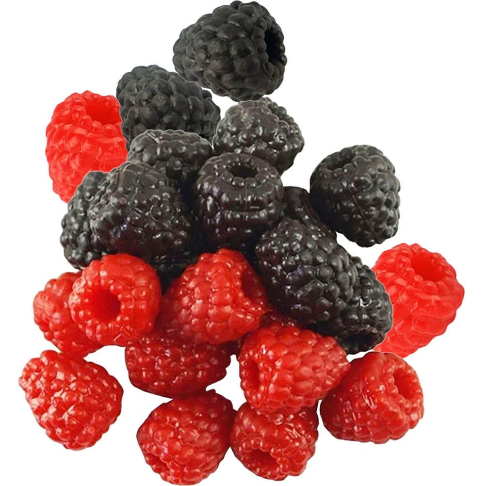 

40 Pcs Simulation Raspberry Shop Window Decoration Scene Photography Props Fruit Strawberry Home Fake Plastic Decorations Model