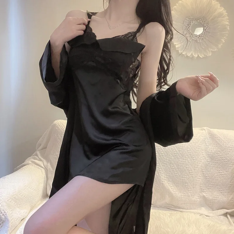 Сексуальный женский комплект из 2 предметов домашняя одежда кружевная ночная