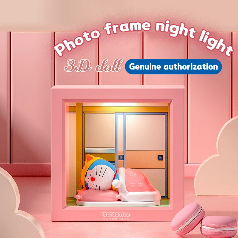 Doraemon фоторамка ночной Светильник трехмерная кукла фигурки Led забавная