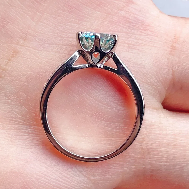 1-2CT сине-зеленое кольцо с муассанитом для женщин обручальные кольца бриллиантами