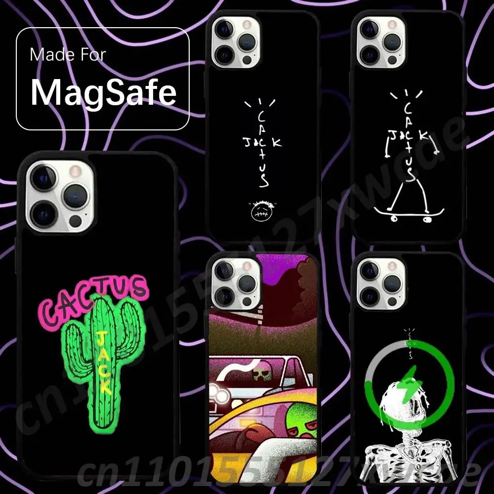 Фото Чехол C-Cactus J-Jack Travis Scott для беспроводной зарядки Magsafe для iPhone 15, 16, 17, 13, 14, 11, 12, Pro, Max, Plus, E, Air, Mini, магнитный №1