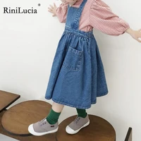 rinilucia 2022 new summer girls dress korean strap denim casual sleeveless princess dress childrens baby kids girls clothing