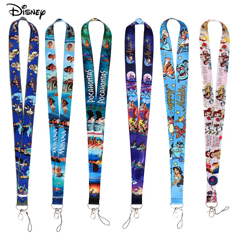 

10pcs Disney Princess Phone Strap Lanyard Keychain For Wallet Phone Charm Chain Car Key Cartoon Ring Wrist Band Anti-lost Rope