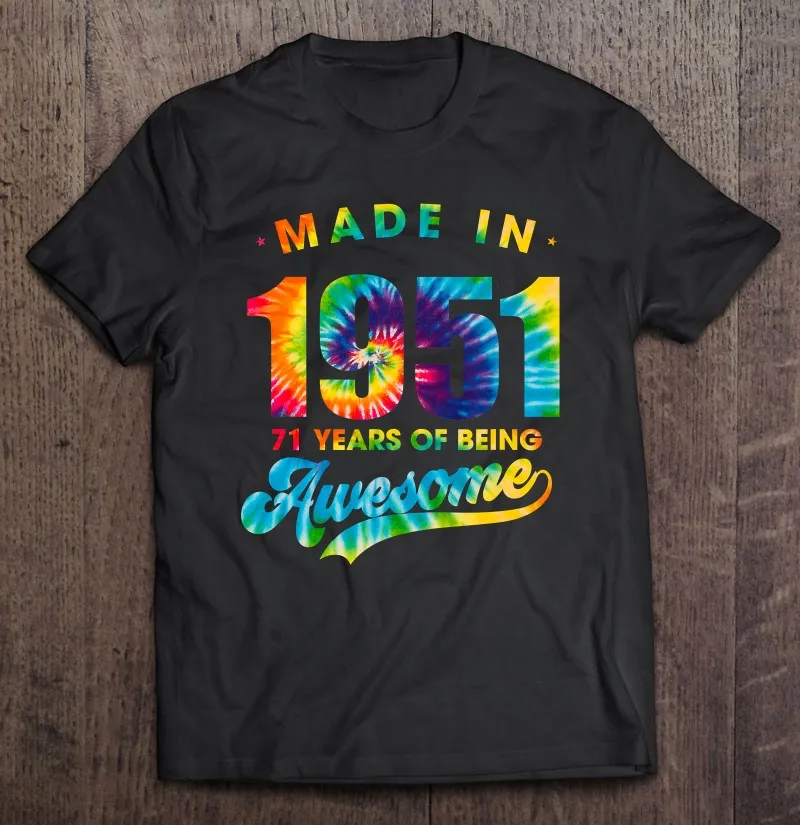

Мужская винтажная футболка Tie Dye 71-й день рождения, 71 год, 1951