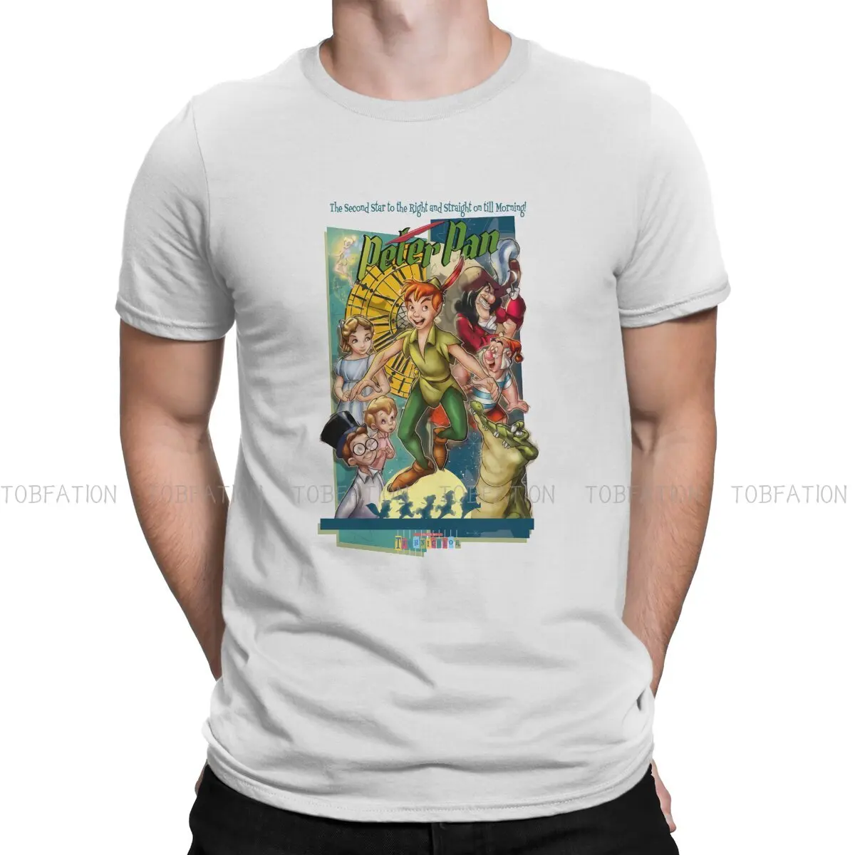 

Disney Peter Pan Film Pure Cotton TShirt Poster Design Elegant T Shirt Homme Men Tee Shirt Ofertas Big Sale