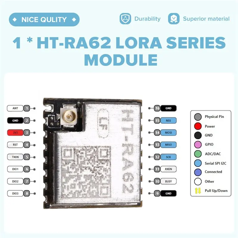 Фото Модуль серии ABJF-20X HT-RA62 Lora SX1262 с поддержкой вторичной разработки и протокола Lorawan, 433-510 МГц №4