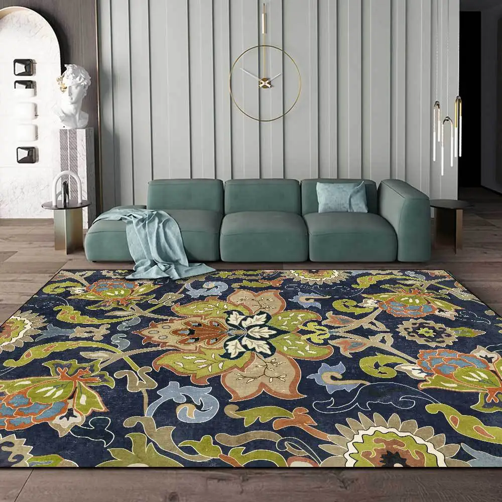 

Retro Ethnic Bohemian Living Room Red Carpet Moroccan Home Bedroom Large Area Decorative Carpet Print Persian Floor Mat