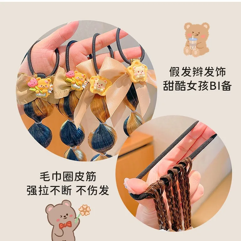 Детские аксессуары для волос милый масляный медведь кофейный цвет парик косы