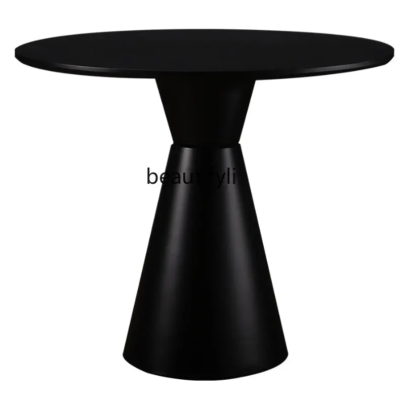 

LBX Dining Table Black Modern Simple White round Table Hotel Coffee Shop Commercial Negotiation Small round Table