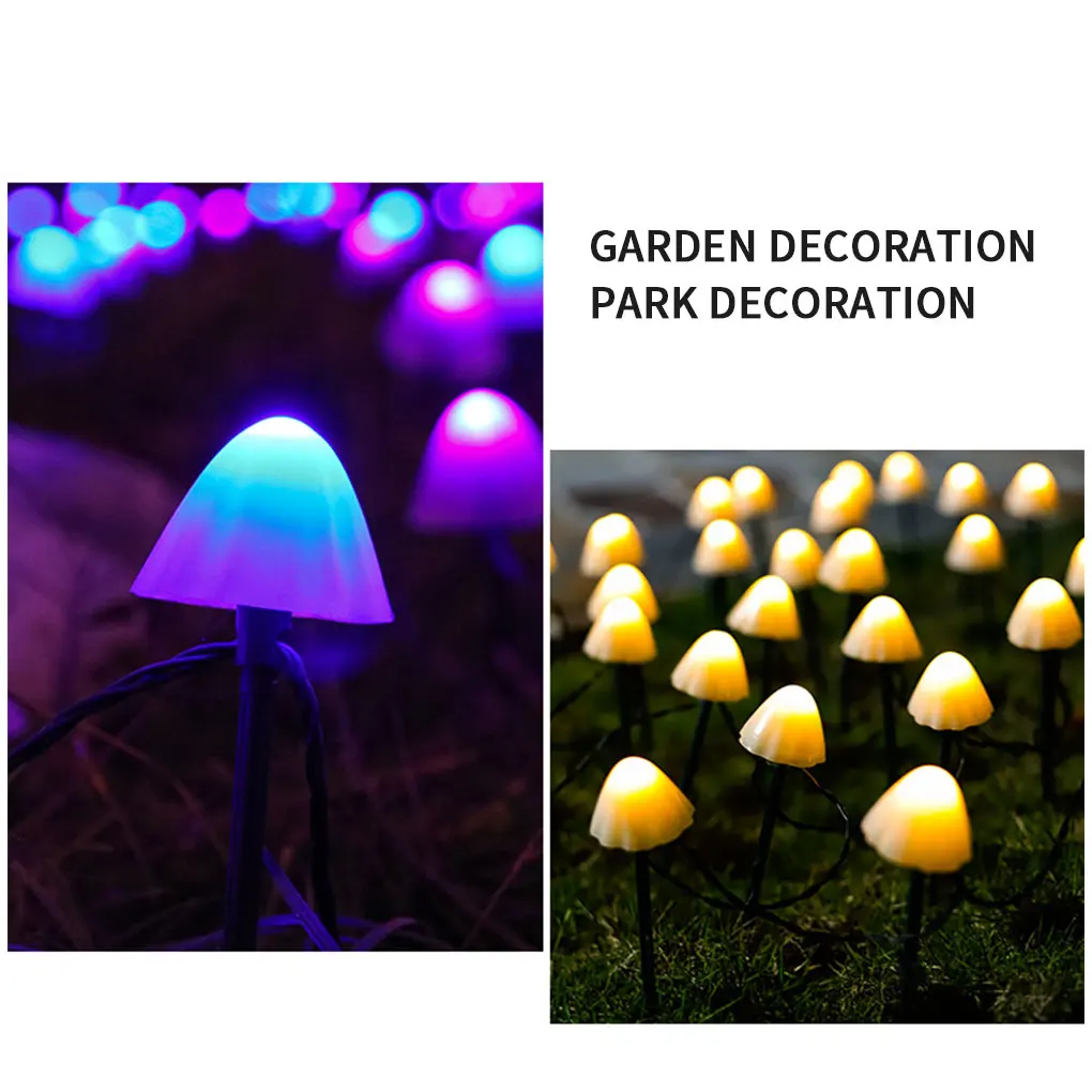 

Светодиодная гирлянда на солнечной батарее, садовый декоративный светильник в виде грибов, Водонепроницаемая IP65 лампа для внутреннего дво...